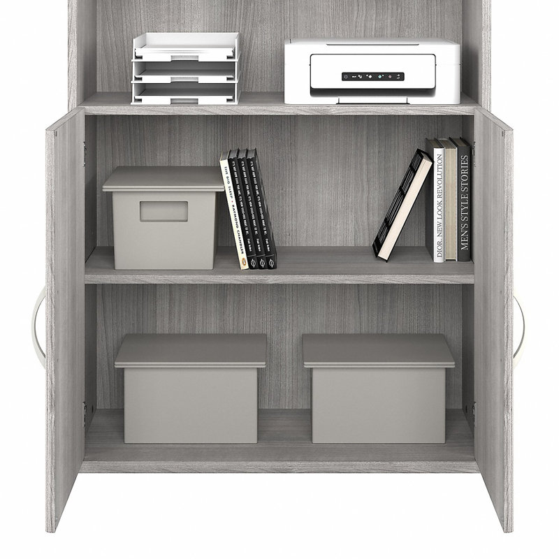 Hybrid Storage Bookcase, Platinum Gray