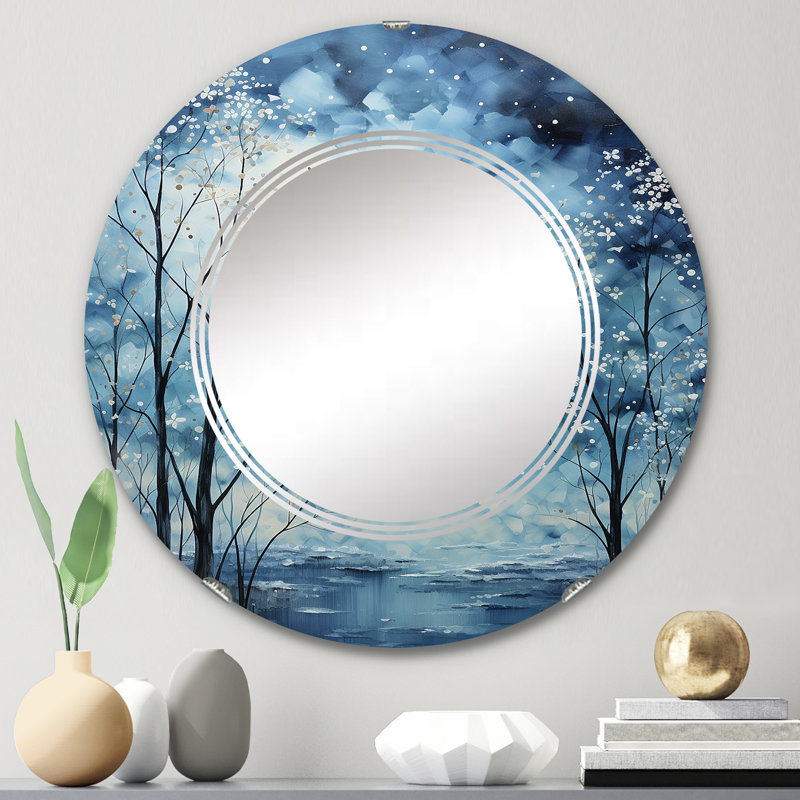 Selyan - Miroir mural floral rond, 24 po x 24 po