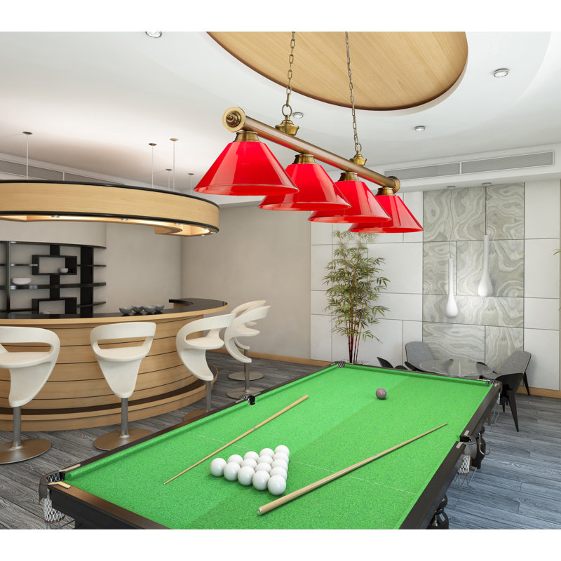 Billard 4 lumières Annaleisa, Rouge, Laiton frotté