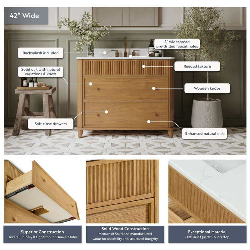 Kathryne 36" Bathroom Vanity In Natural Enhanced Oak, Enhanced Natural Oak, 42"