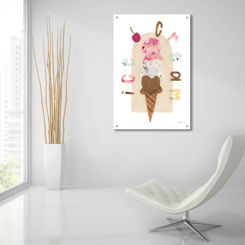  «Ice Cream 2» par Haley Knighten, art mural en verre acrylique, H 36 po x l 24 po