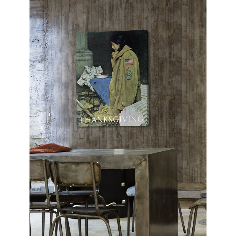 « réfugié thanksgiving » par norman rockwell, reproduction d’art sur toile tendue, H 52 po x l 40 po