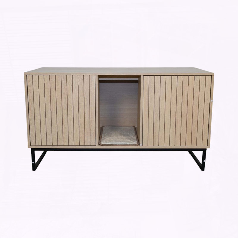 Modern Wooden Cat House with Scratching Mat – Spacious & Stylish