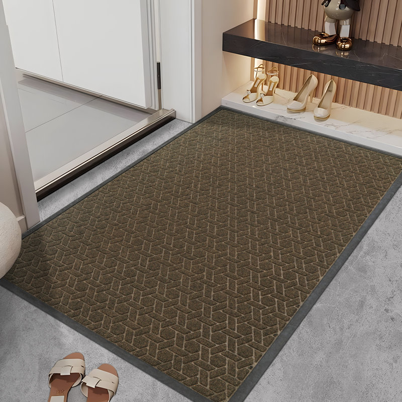 Front Door Mat Indoor Outdoor Entrance, Heavy Duty Rubber Welcome Mat Outside Floor Mat, Stain Resistant Doormats Low Profile, Easy Clean Rugs for Entryway, Patio, Porch