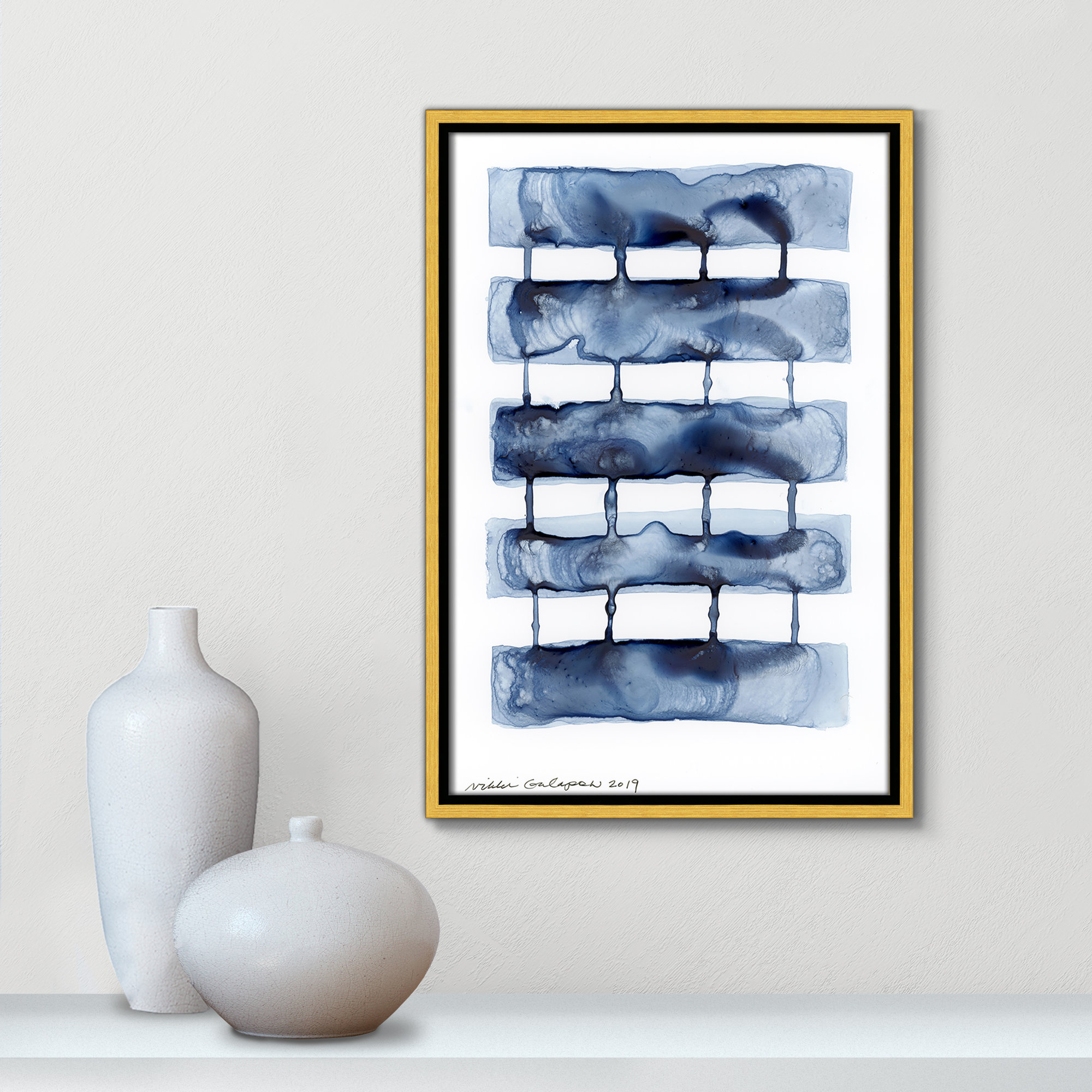 Stitched Together I by Nikki Galapon - Solid Wood Rectangle Print Single Piece Item on Canvas, Gold Framed Canvas
