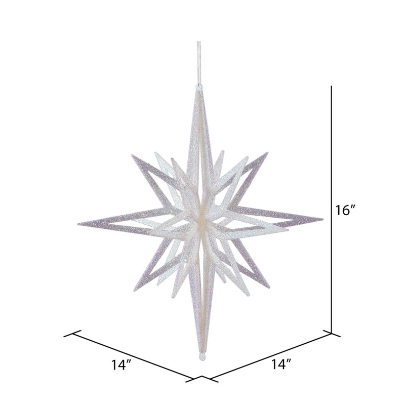 Ornement étoile scintillante Vickerman 3D, Blanc, H 16 po x l 14 po x P 14 po