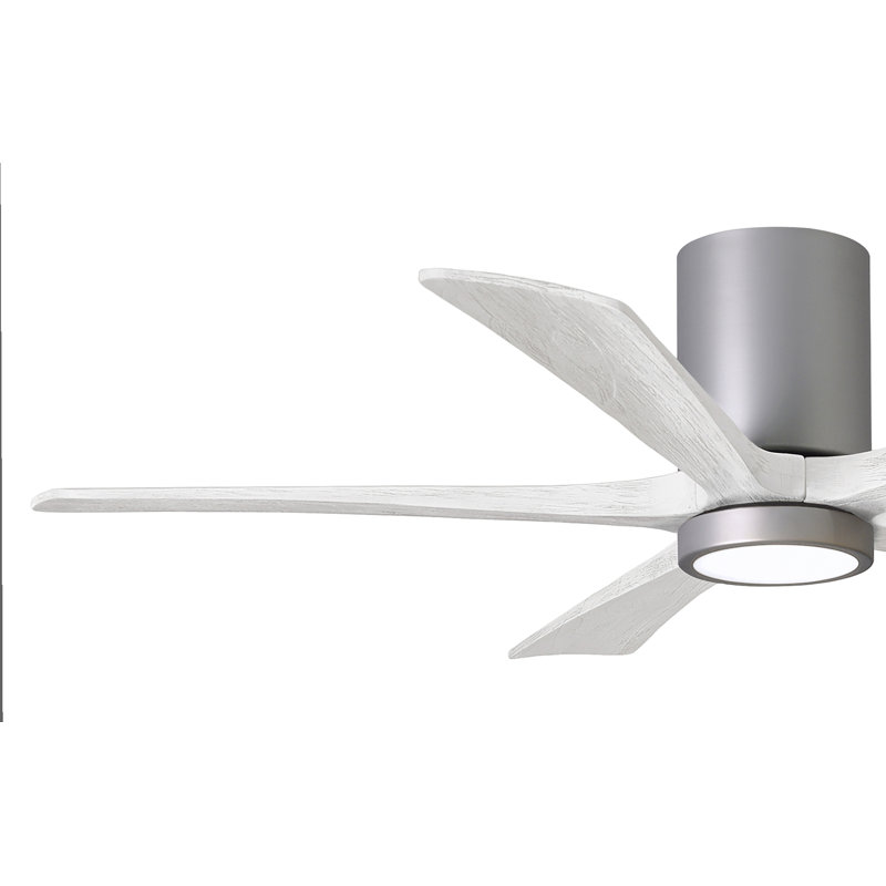 Irene Flushmount Light Kit 5 Blade LED Ceiling Fan, Brushed Nickel, 52", Matte White