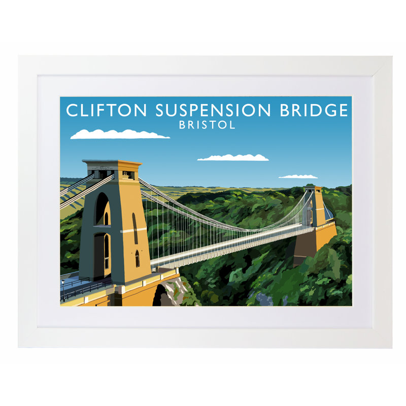 Clifton Suspension Bridge by Richard O'Neil - Print, 33.5 cm H x 43.5 cm W x 2.2 cm D, White Wood Frame