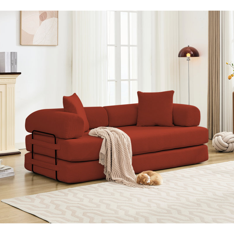 Lit-couchette pliable 3-en-1 de 78,5 po à 5 places en 1 bricolage, velours côtelé ergonomique 51