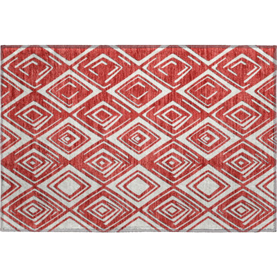 Premium Machine Washable Prisco Red Rug