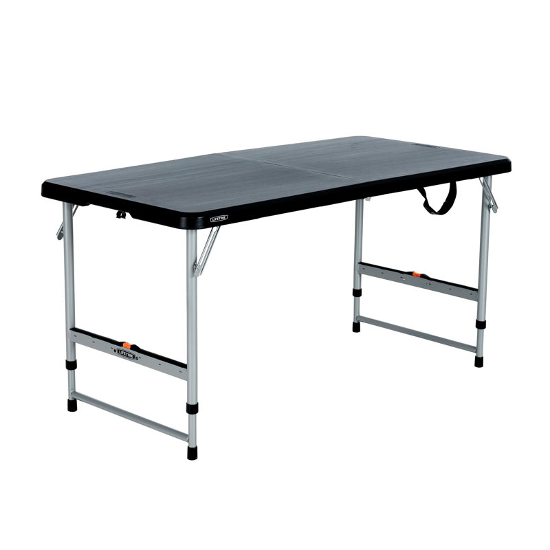 Table pliante demi-pliante 4 pi Lifetime - noire, Noir/gris, H 22 po x L 47,9 po x P 24 po