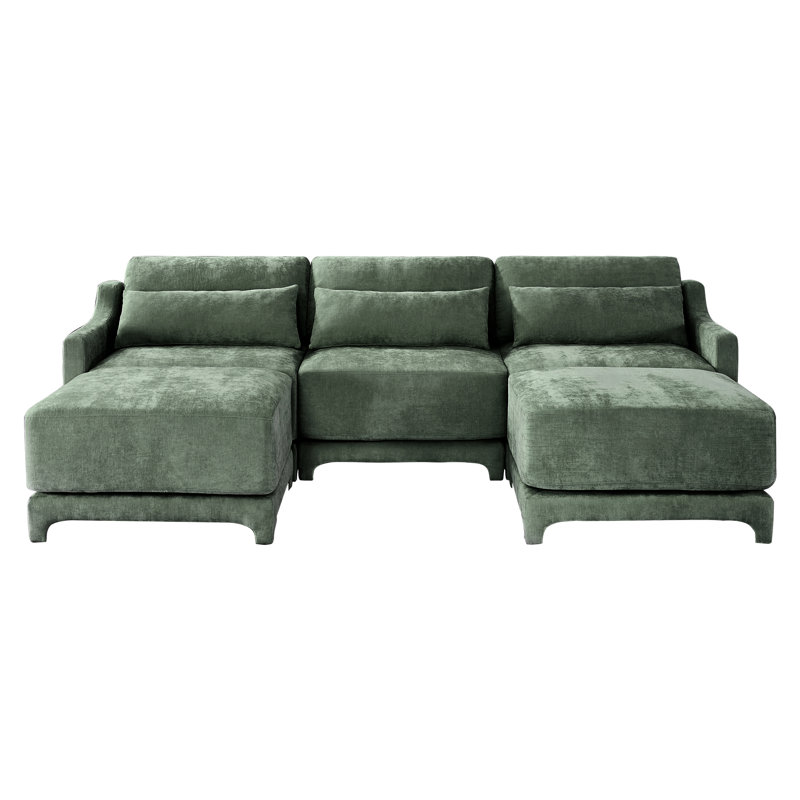Trois places avec 2 repose-pieds mobiles et coussin lombaire, chenille, éponge, dossier simple avec repose-pieds, soutien ergonomique, placement flexible