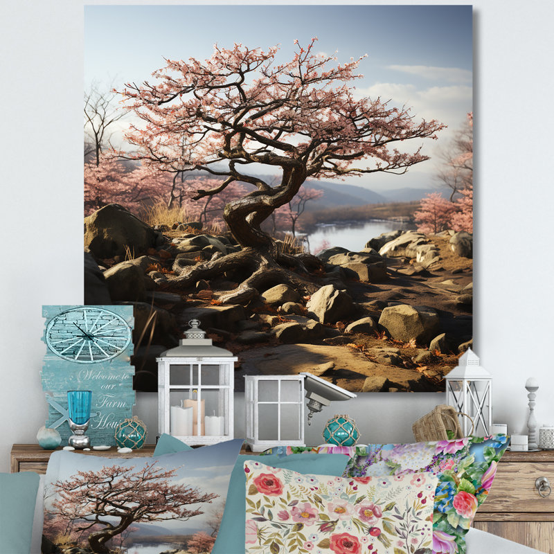 Bonsai serein au Japon sur toile, H 24 po x l 24 po x P 1 po, Toile tendue