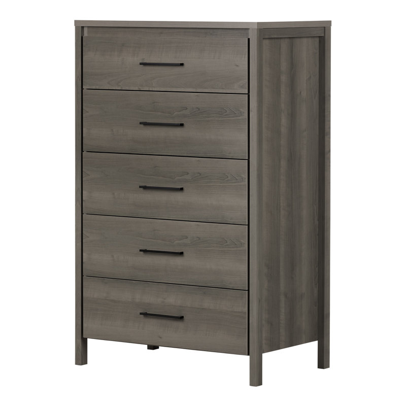 Commode 5 tiroirs Gravity, Érable gris
