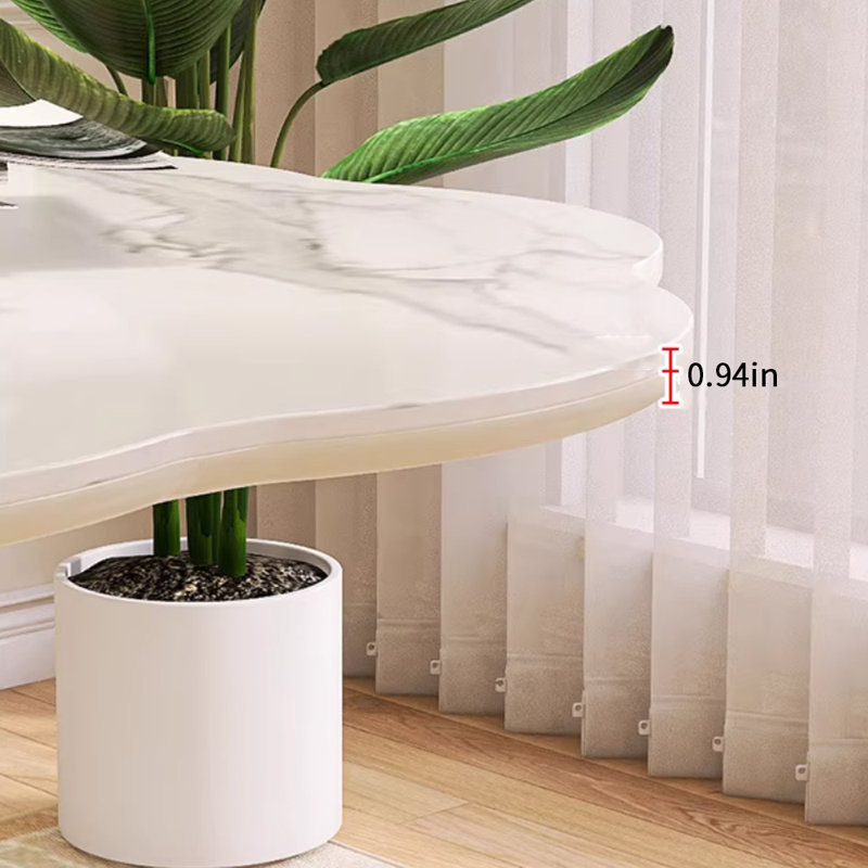 Table moderne moderne avec un diamètre de 39,37 po, Blanc / Gris