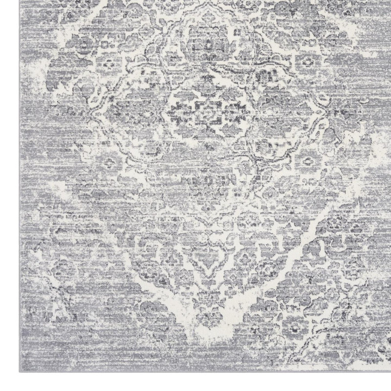 Tapis argenté / blanc délavé Joines, Rectangle 5 pi 2 po x 7 pi 2 po