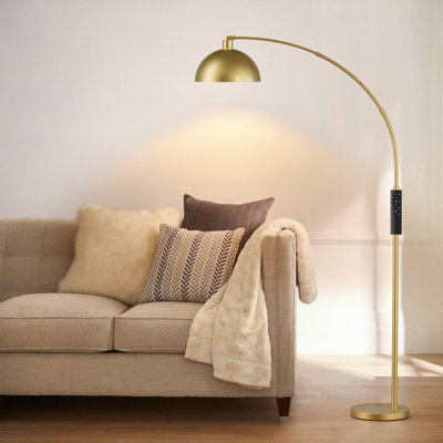 Lampe sur pied arquée / arquée noire 78,7 po Emersynn avec télécommande, ampoule DEL incluse et abat-jour en métal