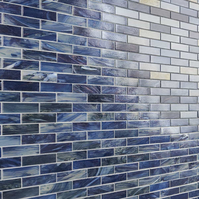 Artwater Iridescent Polished Glass Mosaic Tile, Sky Blue
