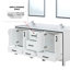 Meuble-lavabo double l 72 po x P 22 po avec plateau blanc et miroirs 30 po Ziva-128094240-46754839