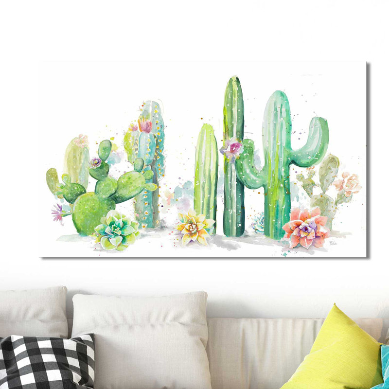 Jardin de cactus - reproduction sur toile, H 36 po x l 60 po x P 1,5 po, Toile tendue