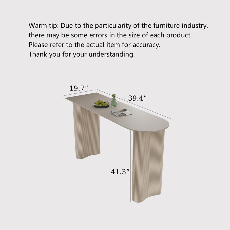 Table de bar semi-circulaire Luxury-Style, H 41,34 po x L 39,37 po x l 19,69 po