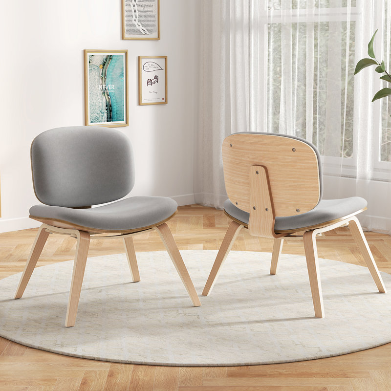 Upholstered Accent Chair, Grey Polyester/Natural