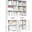 Bibliothèque blanche en métal avec tablettes ouvertes, 2 tiroirs et portes pour le bureau à domicile ou le bureau, Stable Stylish