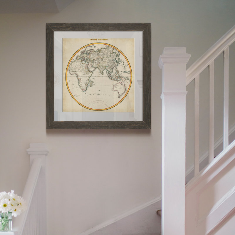 " 1812 Eastern Hemisphere ", 17" H x 17" W x 1" D, Grey Framed Print