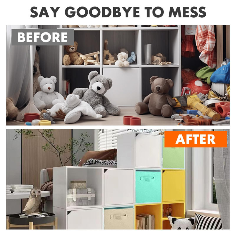 Versatile Square Storage Cubes - Stylish Bins For Home Organization, Beige/Green/Mint Green