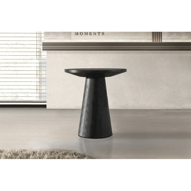20 po Console ronde en bois, canapé moderne avec base à piédestal, Noir
