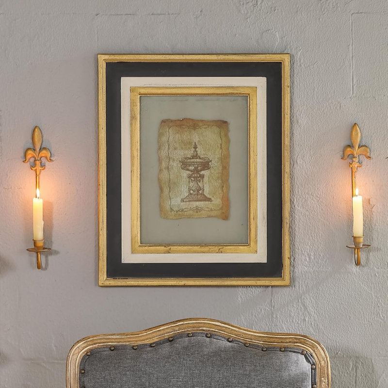Ensemble de 2 appliques murales en fer forgé Fleur De Lis (cuivre antique)