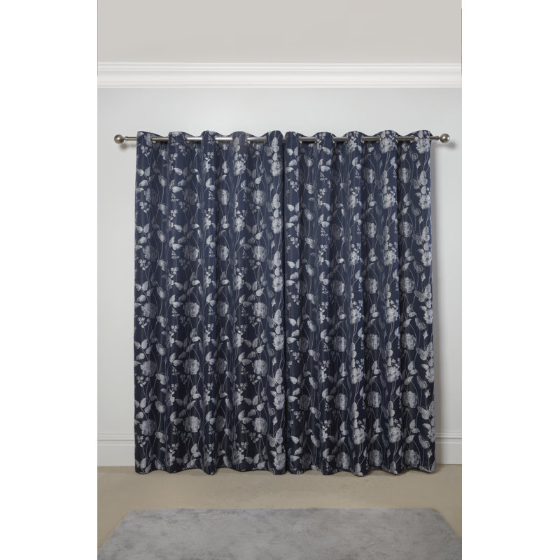 Leah Room Darkening Sliding Panel Pair, Navy, Width 168 x Drop 228cm