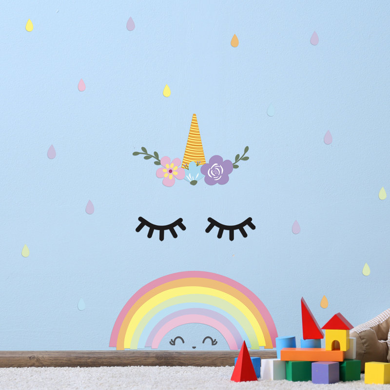 Décalcomanie murale en arc de licorne et en arc de couchage