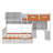 Twin Over Full Wooden Bunk Bed With Desk, Drawers, Shelves And LED Light