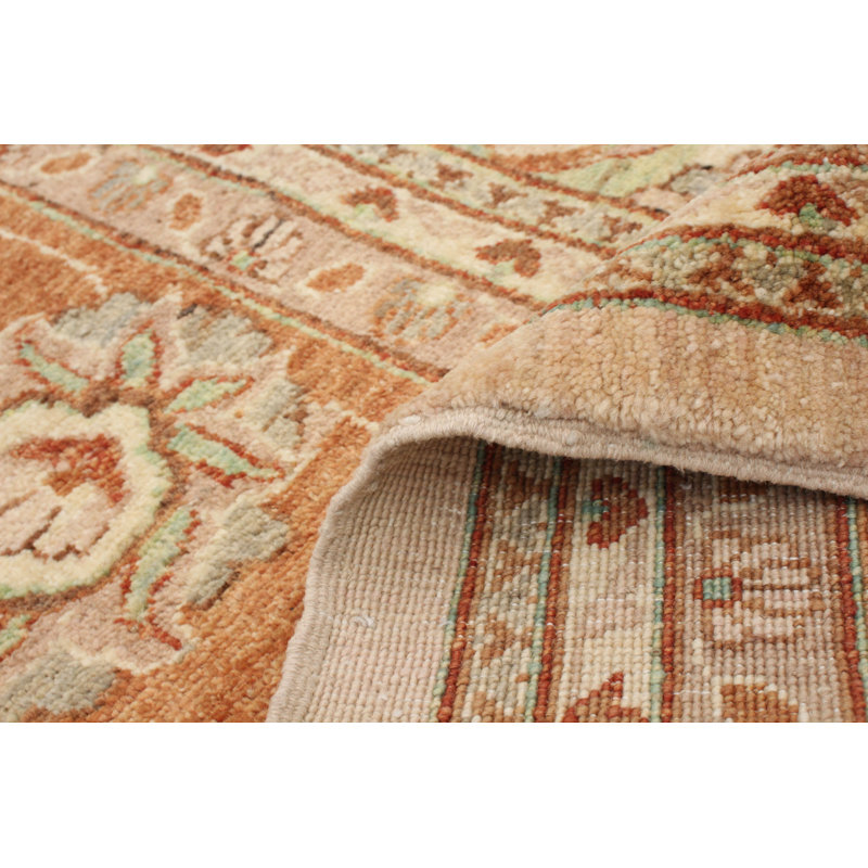 Tapis décoratif beige/brun en laine noué à la main de conception unique 10 pi 2 po x 13 pi 8 po Derf