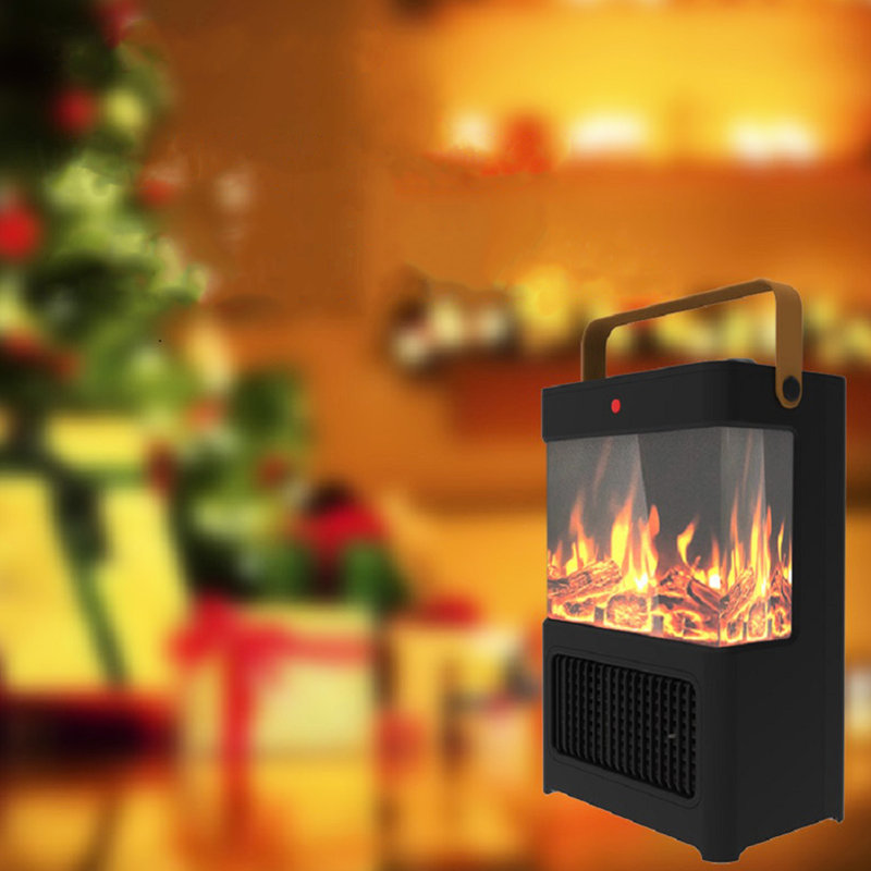 Chaufferette de foyer électrique 1500W avec flamme à DEL 3D, portative, double, pour le bureau à domicile, intérieur, décoration de Noël, utilisation à l'intérieur