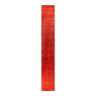 Overyed One-of-a-Kind Runner 2'9" X 17'10" New Age Runner Wool Area Rug Red/Orange