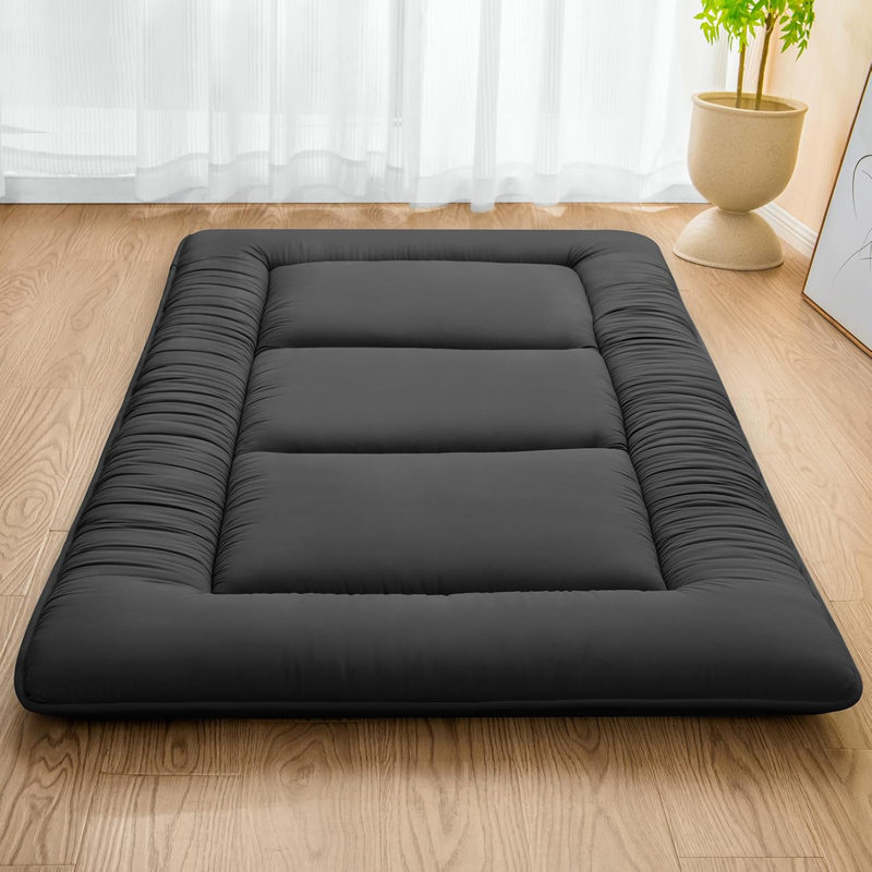 Japanese Futon Mattress,Floor Mattress Thicken Sleeping Mattress Foldable & Portable Roll Up Camping Mattress,Black, Twin