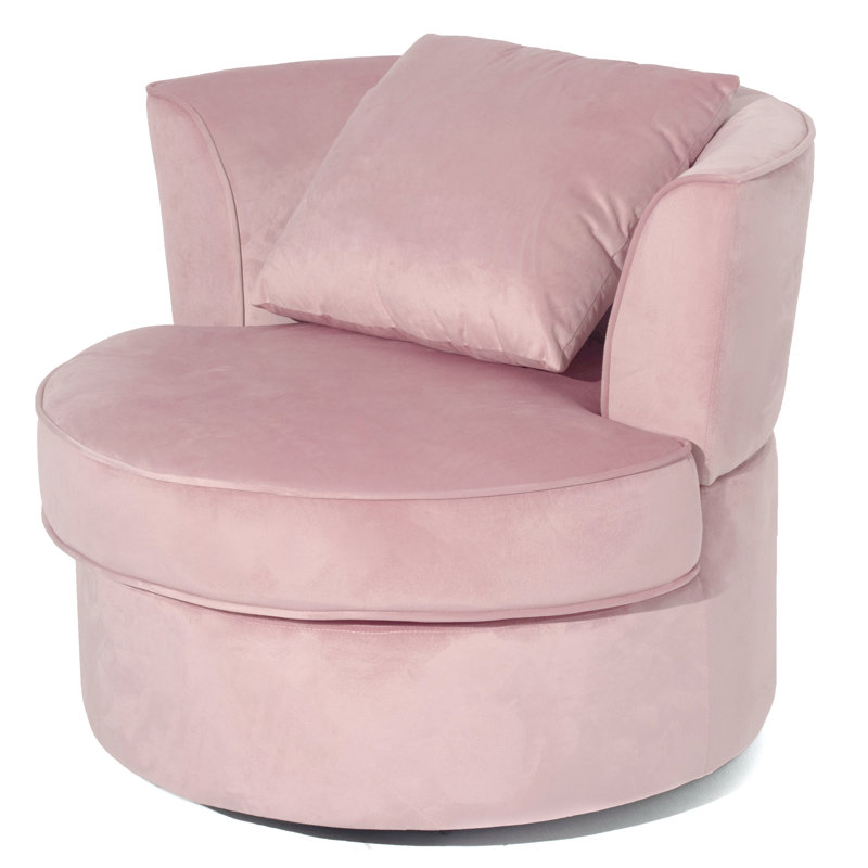 Fauteuil demi-tonneau pivotant de 32 po de largeur, Velours rose
