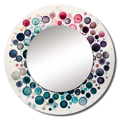 Dyte Exploring The Depths Of Green Fludity II - Minimalism Decorative Mirror, Green Round Wall Mirror, Printed Metal Art