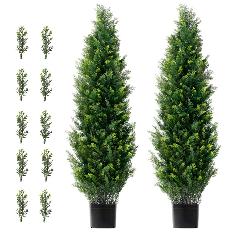 Artificial Cedar Topiary, 9.65" H x 12.2" W x 31.5" D