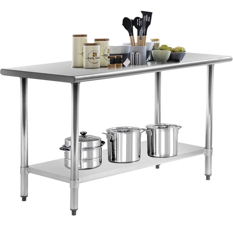 FDW Modern Stainless Steel Work Table 60'' L x 24'' W x 35'' H, Commercial Prep Table Workstation for Kitchen, Restaurant, Garage and Utility Use