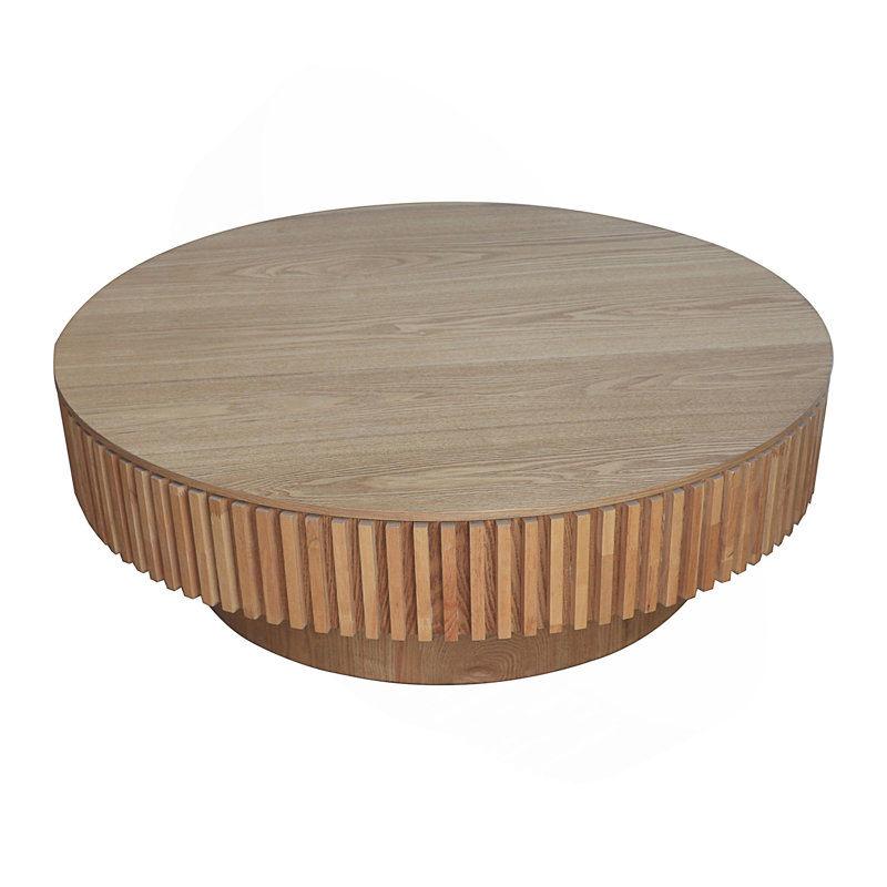 39.37'' Round Coffee Table With Storage, 13.78" H x 39.37" W x 39.37" D, Natural Wood