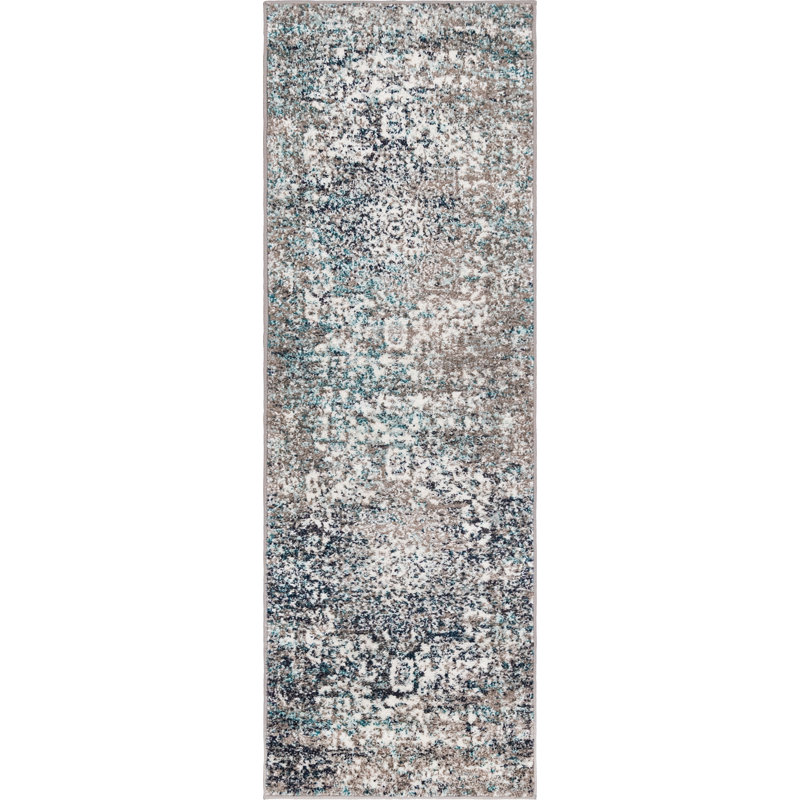 Tapis oriental gris Inesse, Tapis de couloir 2 pi x 6 pi 1 po