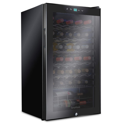 Ivation 34 Bottle Compressor Wine Refrigerator, Freestanding Wine Cooler with Lock, Black | Fridge.com