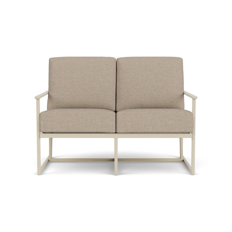 Summit Outdoor 2 - Seat Loveseat, White, Demo Oatmeal, Linen