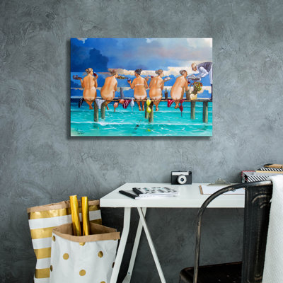 'Wine On The Jetty' by Ronald West Canvas Wall Art