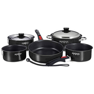 Batterie de cuisine antiadhésive en acier inoxydable 10 pièces Magma Products LLC