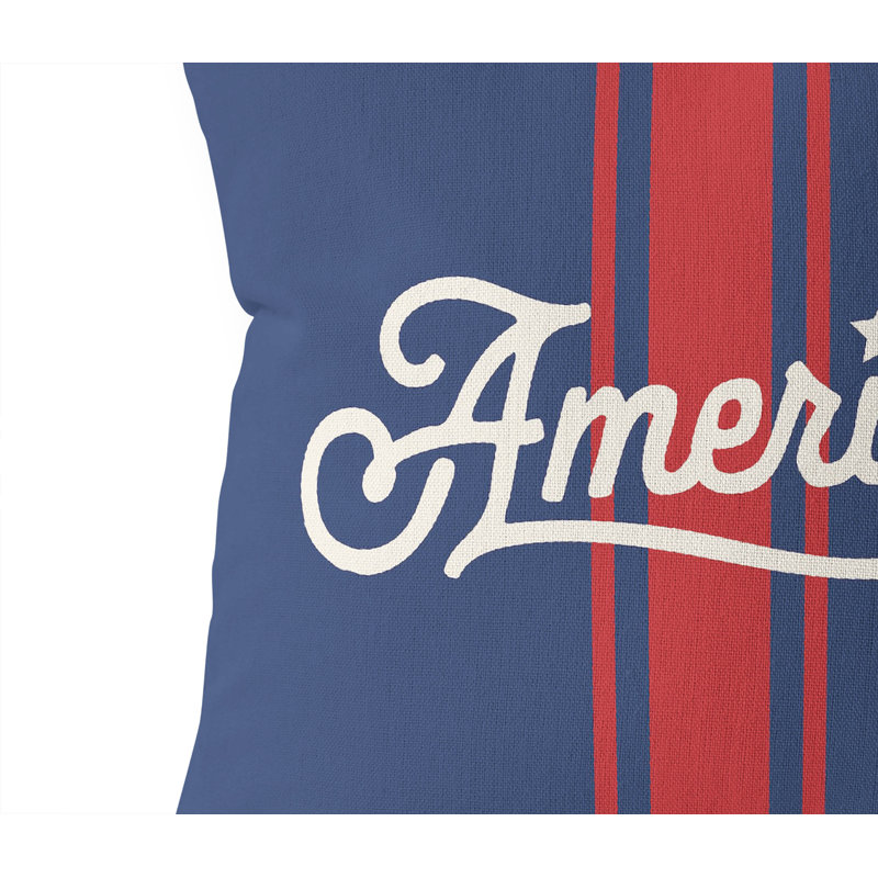 Coussin décoratif America, Bleu, Carré 16 po