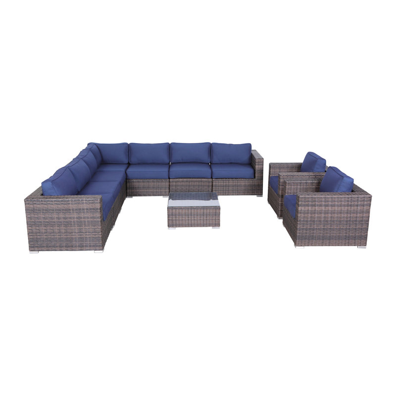 Ensemble de conversation en polyéthylène haute densité pour 8 personnes avec coussin Sunbrella